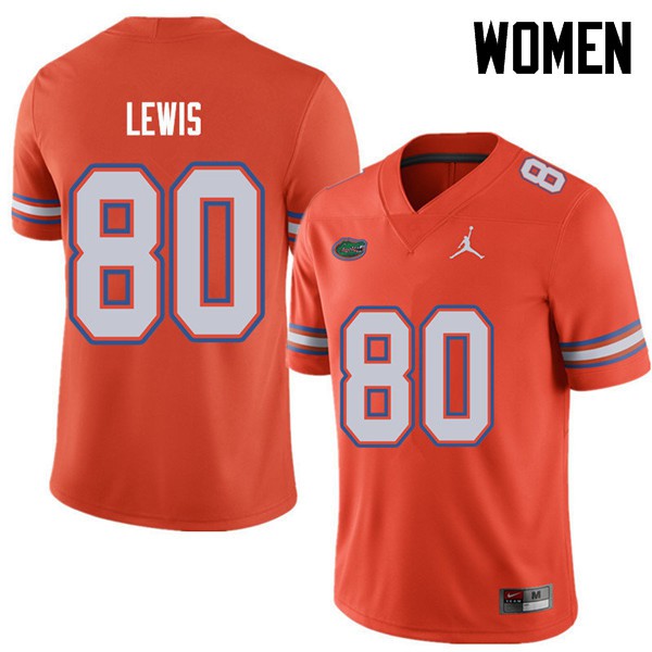 Jordan Brand Women #80 C'yontai Lewis Florida Gators College Football Jersey Orange